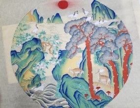 미완성 십장생 민화~수강생이 열공 중이네요~완성되면 멋찐 작품이될것 같아요~민화 취미반, 자격증반 모집 중입니다~